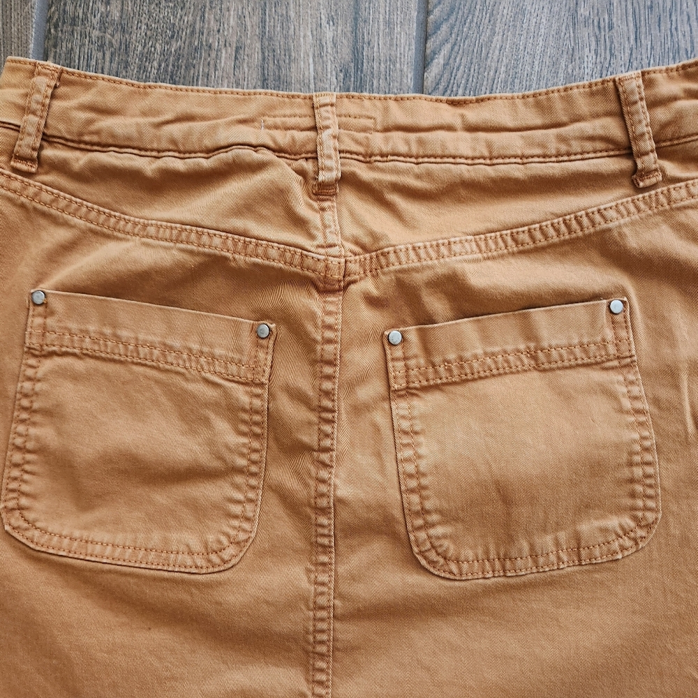 Boden Patch Pocket Denim Chino Skirt in Caramel Brown Tan Size 6 Petite - Picture 12 of 13